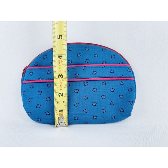 Vintage Lillian‎ Vernon Cosmetic Makeup Bag Blue Pink Floral 1980's Retro - Picture 12 of 12